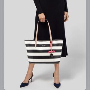 Kate Spade Hawthorn Lane Ryan Black and White Striped Tote Bag